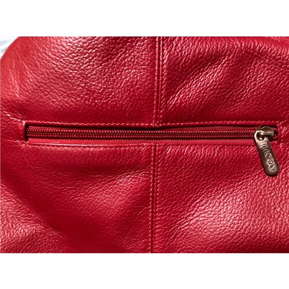 Macoly dark red leather pocketbook with wide zigzag woven strap - Picture 7 of 11